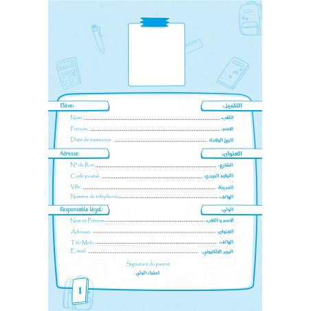 JOURNAL DE CLASSE AR/FR BLEU