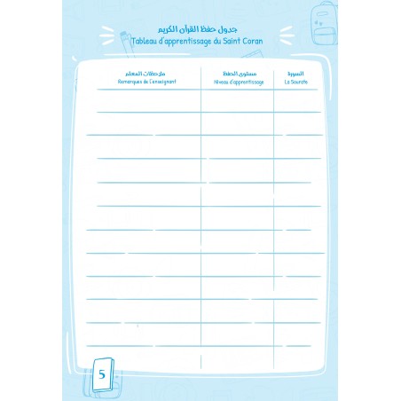 JOURNAL DE CLASSE AR/FR BLEU