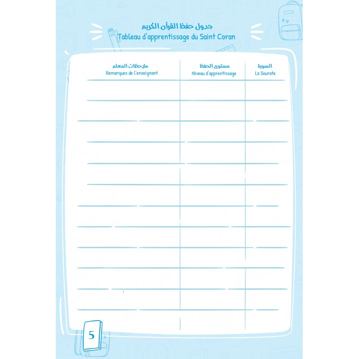 JOURNAL DE CLASSE AR/FR BLEU