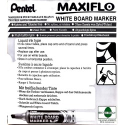 BOITE DE 12 MARQUEURS BISEAUTÉE NOIR MAXIFLO (PENTEL)